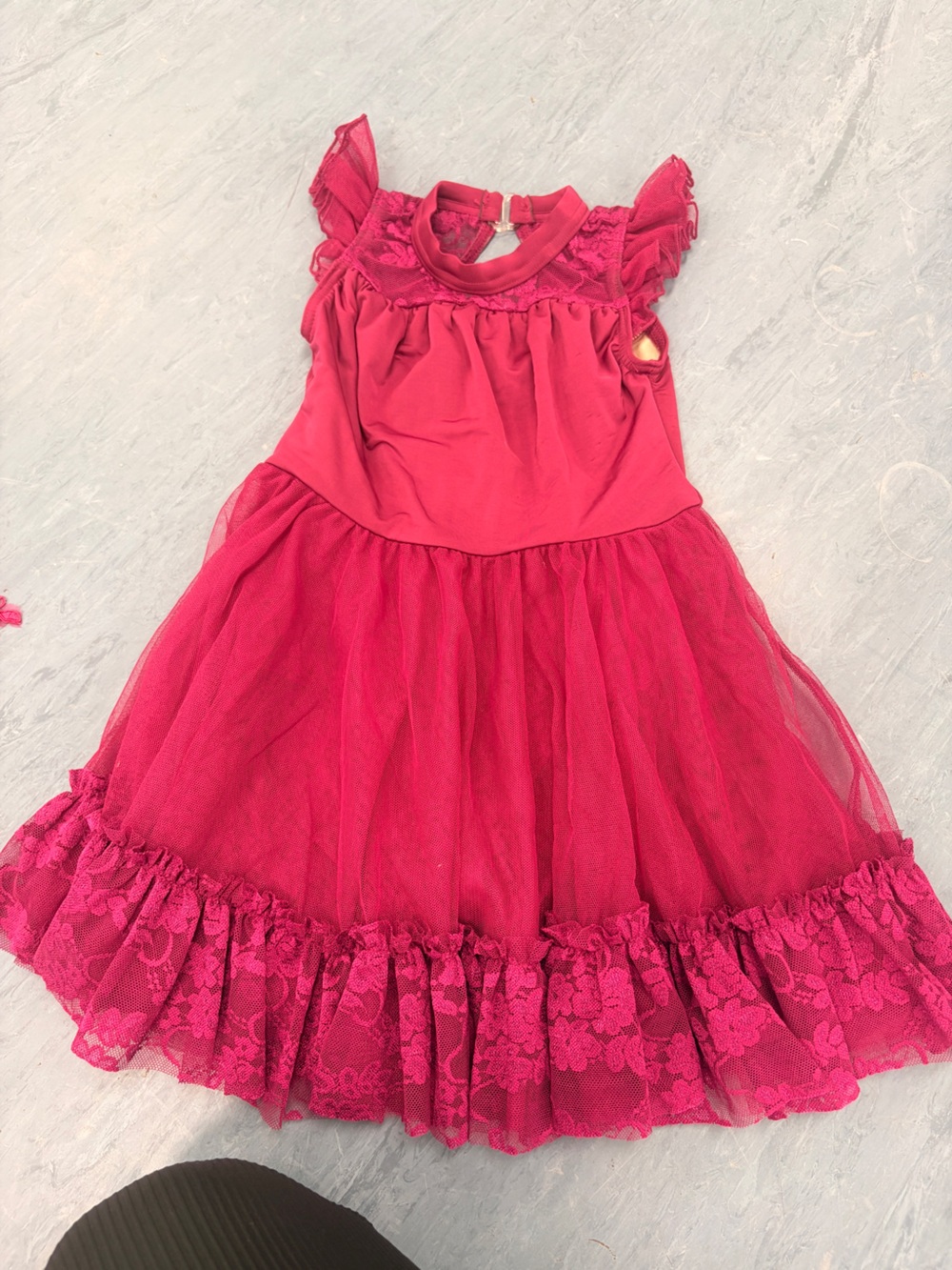 Weissman Fuchsia Lace & Tulle Party Dress